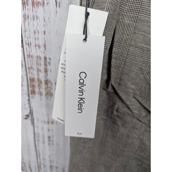 Calvin Klein Printed Elastic Back Ankle Pants Gray Tan Size 14 - Picture 4 of 4